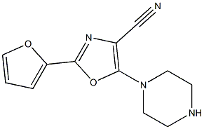 2-(2-FURYL)-5-PIPERAZIN-1-YL-1,3-OXAZOLE-4-CARBONITRILE 구조식 이미지