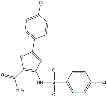 5-(4-chlorophenyl)-3-{[(4-chlorophenyl)sulfonyl]amino}thiophene-2-carboxamide Structure