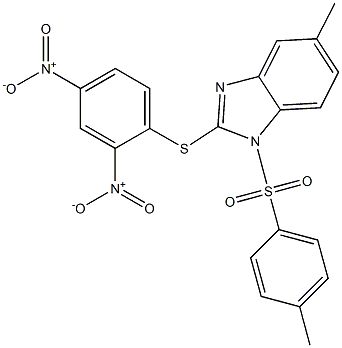 2-[(2,4-dinitrophenyl)thio]-5-methyl-1-[(4-methylphenyl)sulfonyl]-1H-benzo[d]imidazole 구조식 이미지