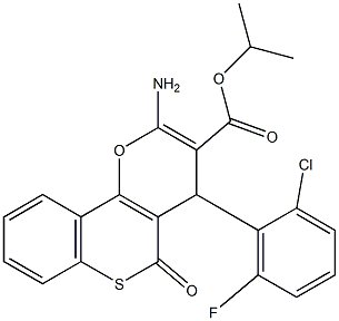 isopropyl 2-amino-4-(2-chloro-6-fluorophenyl)-5-oxo-4H,5H-thiochromeno[4,3-b]pyran-3-carboxylate 구조식 이미지