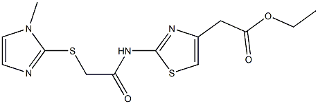 ethyl 2-[2-({2-[(1-methyl-1H-imidazol-2-yl)thio]acetyl}amino)-1,3-thiazol-4-yl]acetate 구조식 이미지