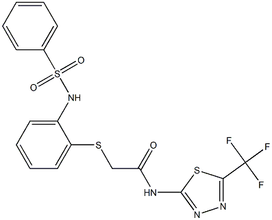2-({2-[(phenylsulfonyl)amino]phenyl}sulfanyl)-N-[5-(trifluoromethyl)-1,3,4-thiadiazol-2-yl]acetamide Structure