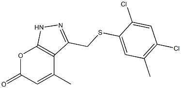3-{[(2,4-dichloro-5-methylphenyl)thio]methyl}-4-methyl-1,6-dihydropyrano[2,3-c]pyrazol-6-one 구조식 이미지