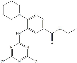 ethyl 3-[(4,6-dichloro-1,3,5-triazin-2-yl)amino]-4-piperidinobenzoate 구조식 이미지