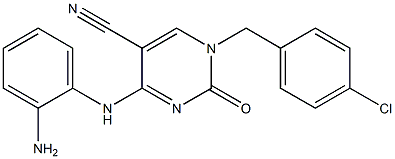 4-(2-aminoanilino)-1-(4-chlorobenzyl)-2-oxo-1,2-dihydropyrimidine-5-carbonitrile 구조식 이미지