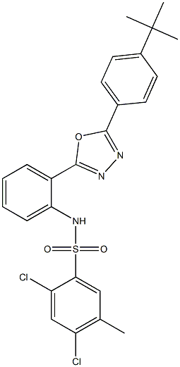 N1-(2-{5-[4-(tert-butyl)phenyl]-1,3,4-oxadiazol-2-yl}phenyl)-2,4-dichloro-5-methylbenzene-1-sulfonamide Structure