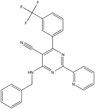 4-(benzylamino)-2-(2-pyridinyl)-6-[3-(trifluoromethyl)phenyl]-5-pyrimidinecarbonitrile Structure