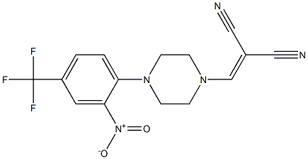 2-({4-[2-nitro-4-(trifluoromethyl)phenyl]piperazino}methylidene)malononitrile 구조식 이미지