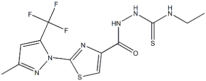 N-ethyl-2-({2-[3-methyl-5-(trifluoromethyl)-1H-pyrazol-1-yl]-1,3-thiazol-4-yl}carbonyl)-1-hydrazinecarbothioamide Structure