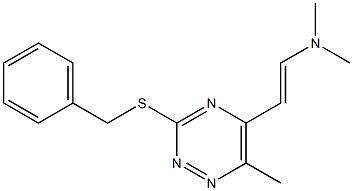 (E)-2-[3-(benzylsulfanyl)-6-methyl-1,2,4-triazin-5-yl]-N,N-dimethyl-1-ethenamine 구조식 이미지