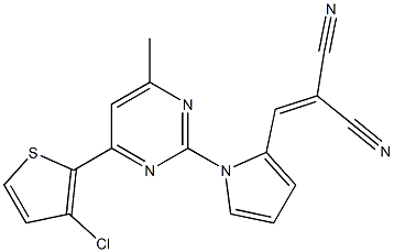 2-({1-[4-(3-chloro-2-thienyl)-6-methyl-2-pyrimidinyl]-1H-pyrrol-2-yl}methylene)malononitrile 구조식 이미지