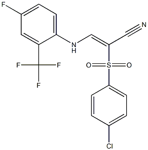 (Z)-2-[(4-chlorophenyl)sulfonyl]-3-[4-fluoro-2-(trifluoromethyl)anilino]-2-propenenitrile 구조식 이미지