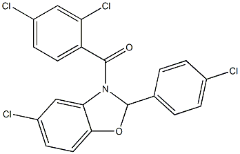 [5-chloro-2-(4-chlorophenyl)-2,3-dihydro-1,3-benzoxazol-3-yl](2,4-dichlorophenyl)methanone 구조식 이미지