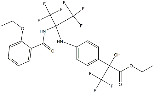 ethyl 2-(4-{[1-[(2-ethoxybenzoyl)amino]-2,2,2-trifluoro-1-(trifluoromethyl)ethyl]amino}phenyl)-3,3,3-trifluoro-2-hydroxypropanoate 구조식 이미지