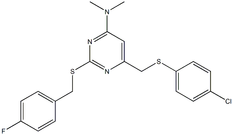 N-{6-{[(4-chlorophenyl)sulfanyl]methyl}-2-[(4-fluorobenzyl)sulfanyl]-4-pyrimidinyl}-N,N-dimethylamine Structure