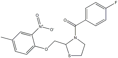 (4-fluorophenyl){2-[(4-methyl-2-nitrophenoxy)methyl]-1,3-thiazolan-3-yl}methanone 구조식 이미지