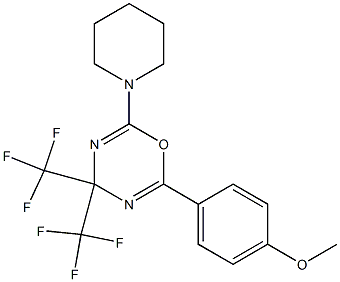 2-(4-methoxyphenyl)-6-piperidino-4,4-di(trifluoromethyl)-4H-1,3,5-oxadiazine 구조식 이미지
