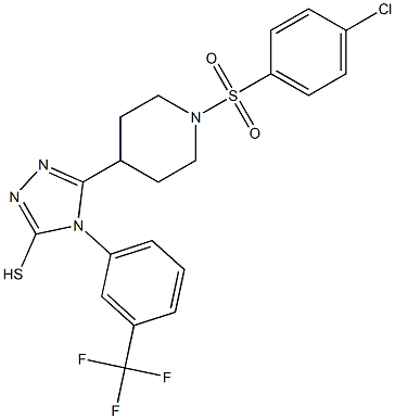 5-{1-[(4-chlorophenyl)sulfonyl]-4-piperidinyl}-4-[3-(trifluoromethyl)phenyl]-4H-1,2,4-triazole-3-thiol 구조식 이미지