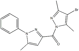 (4-bromo-3,5-dimethyl-1H-pyrazol-1-yl)(5-methyl-1-phenyl-1H-pyrazol-3-yl)methanone Structure
