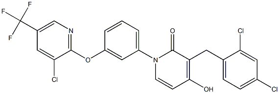 1-(3-{[3-chloro-5-(trifluoromethyl)-2-pyridinyl]oxy}phenyl)-3-(2,4-dichlorobenzyl)-4-hydroxy-2(1H)-pyridinone Structure