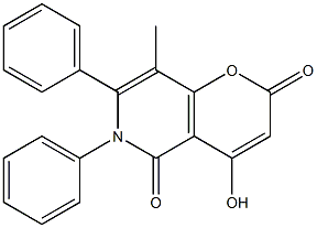 4-hydroxy-8-methyl-6,7-diphenyl-5,6-dihydro-2H-pyrano[3,2-c]pyridine-2,5-dione 구조식 이미지