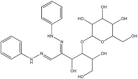 3,5,6-trihydroxy-2-(2-phenylhydrazono)-4-{[3,4,5-trihydroxy-6-(hydroxymethyl)tetrahydro-2H-pyran-2-yl]oxy}hexanal 1-phenylhydrazone Structure