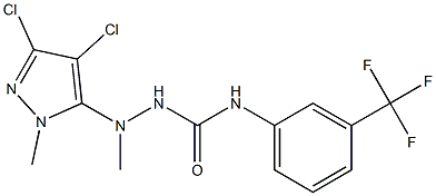 2-(3,4-dichloro-1-methyl-1H-pyrazol-5-yl)-2-methyl-N-[3-(trifluoromethyl)phenyl]-1-hydrazinecarboxamide Structure