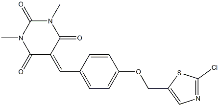 5-({4-[(2-chloro-1,3-thiazol-5-yl)methoxy]phenyl}methylene)-1,3-dimethyl-2,4,6(1H,3H,5H)-pyrimidinetrione Structure