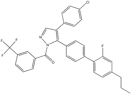 [4-(4-chlorophenyl)-5-(2'-fluoro-4'-propyl[1,1'-biphenyl]-4-yl)-1H-pyrazol-1-yl][3-(trifluoromethyl)phenyl]methanone 구조식 이미지