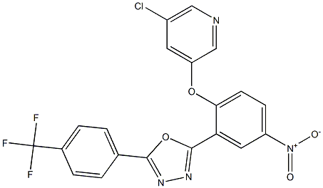 2-{2-[(5-chloro-3-pyridyl)oxy]-5-nitrophenyl}-5-[4-(trifluoromethyl)phenyl]-1,3,4-oxadiazole 구조식 이미지