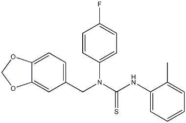 N-(1,3-benzodioxol-5-ylmethyl)-N-(4-fluorophenyl)-N'-(2-methylphenyl)thiourea Structure