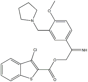 1-[5-({[(3-chloro-1-benzothiophen-2-yl)carbonyl]oxy}ethanimidoyl)-2-methoxybenzyl]pyrrolidine Structure