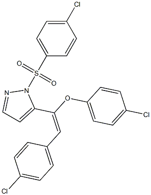 5-[1-(4-chlorophenoxy)-2-(4-chlorophenyl)vinyl]-1-[(4-chlorophenyl)sulfonyl]-1H-pyrazole 구조식 이미지