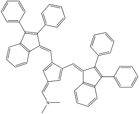 N-({3,4-di[(2,3-diphenyl-1H-inden-1-yliden)methyl]cyclopenta-2,4-dienyliden}methyl)-N,N-dimethylamine 구조식 이미지