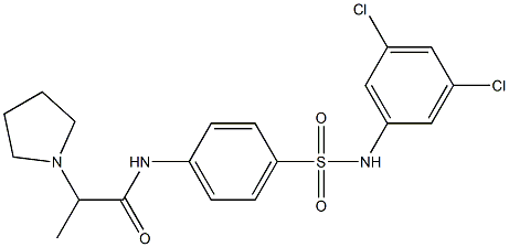 N1-{4-[(3,5-dichloroanilino)sulfonyl]phenyl}-2-tetrahydro-1H-pyrrol-1-ylpropanamide 구조식 이미지