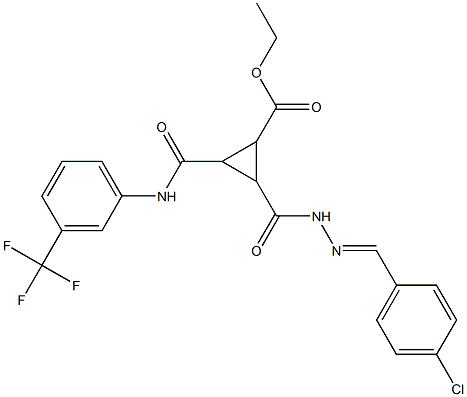 ethyl 2-({2-[(4-chlorophenyl)methylene]hydrazino}carbonyl)-3-{[3-(trifluoromethyl)anilino]carbonyl}cyclopropanecarboxylate Structure