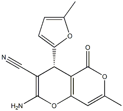 (4S)-2-amino-7-methyl-4-(5-methyl-2-furyl)-5-oxo-4H,5H-pyrano[4,3-b]pyran-3-carbonitrile Structure