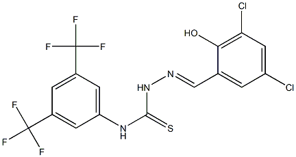 N1-[3,5-di(trifluoromethyl)phenyl]-2-(3,5-dichloro-2-hydroxybenzylidene)hydrazine-1-carbothioamide 구조식 이미지