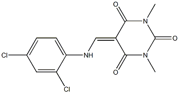 5-[(2,4-dichloroanilino)methylidene]-1,3-dimethylhexahydropyrimidine-2,4,6-trione Structure