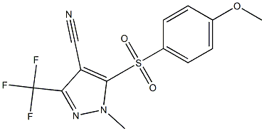 5-[(4-methoxyphenyl)sulfonyl]-1-methyl-3-(trifluoromethyl)-1H-pyrazole-4-carbonitrile 구조식 이미지