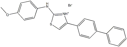 4-[1,1'-biphenyl]-4-yl-2-(4-methoxyanilino)-1,3-thiazol-3-ium bromide Structure