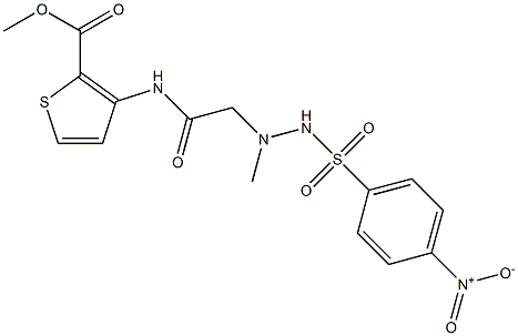 methyl 3-[(2-{1-methyl-2-[(4-nitrophenyl)sulfonyl]hydrazino}acetyl)amino]-2-thiophenecarboxylate 구조식 이미지