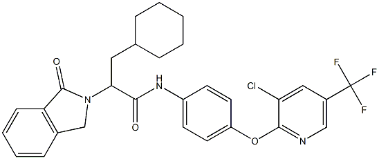 N-(4-{[3-chloro-5-(trifluoromethyl)-2-pyridinyl]oxy}phenyl)-3-cyclohexyl-2-(1-oxo-1,3-dihydro-2H-isoindol-2-yl)propanamide Structure