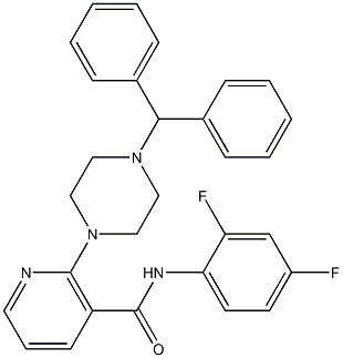 2-(4-benzhydrylpiperazino)-N-(2,4-difluorophenyl)nicotinamide 구조식 이미지