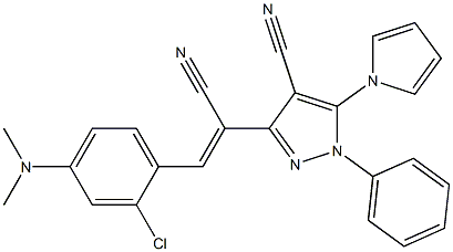 3-{2-[2-chloro-4-(dimethylamino)phenyl]-1-cyanovinyl}-1-phenyl-5-(1H-pyrrol-1-yl)-1H-pyrazole-4-carbonitrile 구조식 이미지