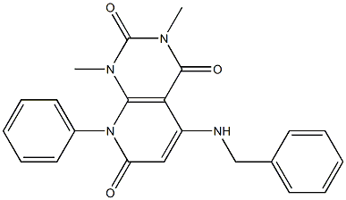 5-(benzylamino)-1,3-dimethyl-8-phenyl-1,2,3,4,7,8-hexahydropyrido[2,3-d]pyrimidine-2,4,7-trione 구조식 이미지