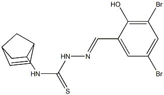 N1-bicyclo[2.2.1]hept-5-en-2-yl-2-(3,5-dibromo-2-hydroxybenzylidene)hydrazine-1-carbothioamide 구조식 이미지