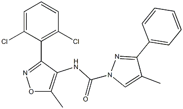 N1-[3-(2,6-dichlorophenyl)-5-methylisoxazol-4-yl]-4-methyl-3-phenyl-1H-pyrazole-1-carboxamide 구조식 이미지