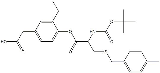 2-{4-[({2-[(tert-butoxycarbonyl)amino]-3-[(4-methylbenzyl)sulfanyl]propanoyl}oxy)m ethyl]phenyl}acetic acid Structure