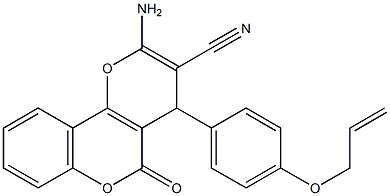 4-[4-(allyloxy)phenyl]-2-amino-5-oxo-4H,5H-pyrano[3,2-c]chromene-3-carbonitrile Structure